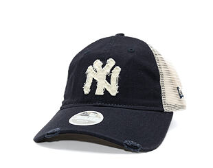 Womens Cap New Era - MLB Distress Trucker 9TWENTY Trucker - NY Yankees - Navy