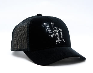 Womens Cap Von Dutch - Baseball - Velvet Rhinestone Logo - Black
