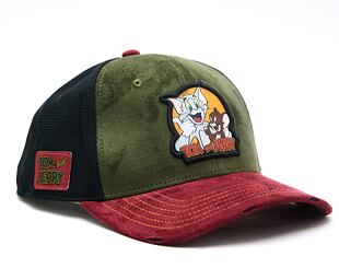Cap Capslab - Tom & Jerry Trucker - Best Buddies Suede - Olive / Burgundy