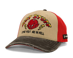Cap Capslab - Hot Stuff Trucker - Come Visit Me In Hell Distressed - Sand / Red