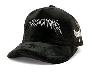 Cap Reflection Luxury Fuzzy Trucker - Satin Black / White