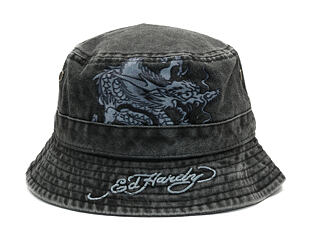 Bucket Hat Ed Hardy - Crawling Dragon - Acid Wash Charcoal