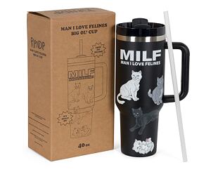 Bottle Rip N Dip - Man I Love Felines Big Ol Cup Tumbler Black
