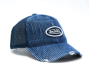 Cap Von Dutch - Striped Corduroy Oval Patch Baseball - Navy