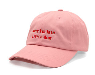 8by8 Dadcap - "Sorry I'm Late I saw a dog" - Baby Pink/Red