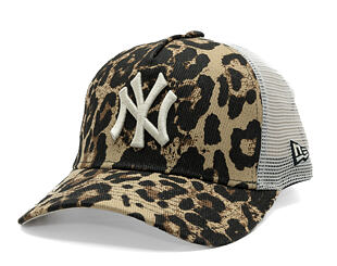 Womens Cap New Era - MLB Summer Leopard 9FORTY M-CROWN A-Frame Trucker - NY Yankees - Brown