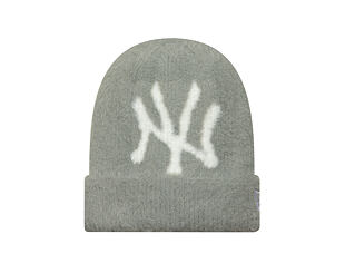 Womens Beanie New Era - MLB Fluffy Mohair Beanie Medium Knit - NY Yankees - Grey