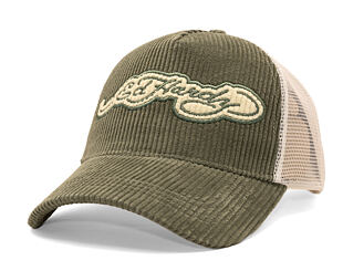 Cap Ed Hardy - Embroidery Applique Cord 5 Panel Trucker Cap - Sage