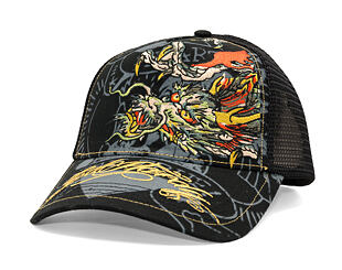 Cap Ed Hardy - Unisex Crawling Dragon 5 Panel Trucker Cap - Black
