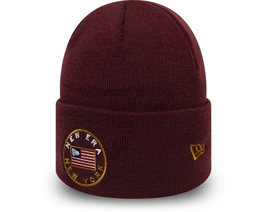 New Era Flagged Out Cuff Knit Maroon Winter Beanie