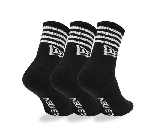New Era Stripe Crew 3Pack Black Socks