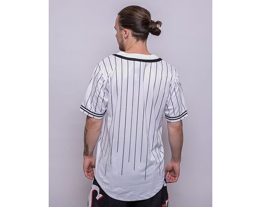 Karl Kani Serif Pinstripe Baseball Shirt white/black Jersey
