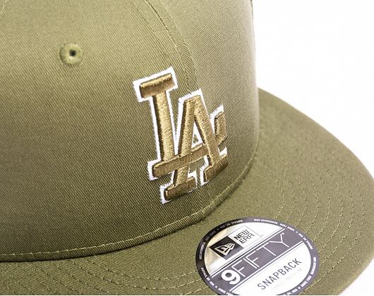 Kšiltovka New Era 9FIFTY MLB Side Patch Script Los Angeles Dodgers Olive / Dark Green