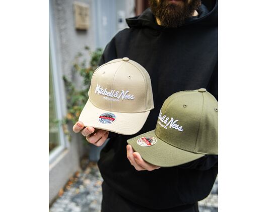 Mitchell & Ness Pinscript Classic Red Branded Wheat Cap