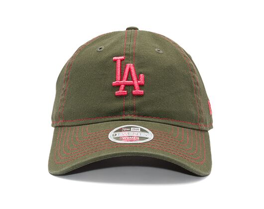 Dámská Kšiltovka New Era - MLB Contrast Stitch 9TWENTY - LA Dodgers - New Olive / Coral