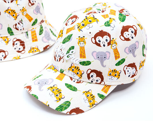 Dětská Kšiltovka New Era - Branded Safari AOP 9FORTY - Stone / White