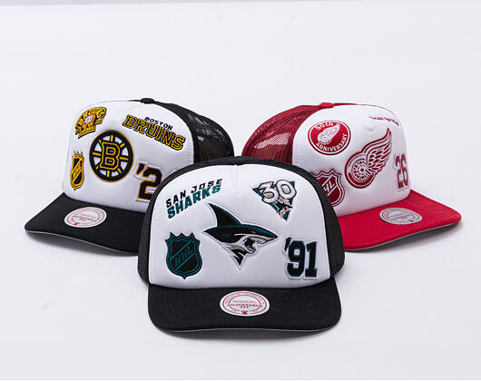 Kšiltovka Mitchell & Ness - Gridlock Trucker - San Jose Sharks - White