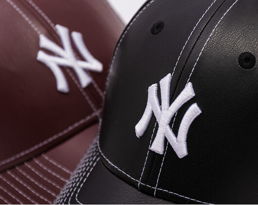 Dámská Kšiltovka New Era - MLB Contrast Stitch PU Leather 9FORTY - NY Yankees - Black / White