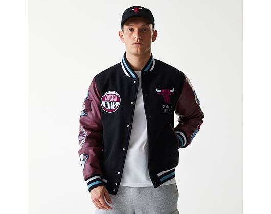 Bunda New Era - NBA Patch Varsity Jacket - Chicago Bulls - Black