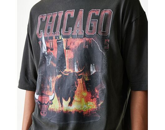 Triko New Era - NBA Washed Graphic Tee - Chicago Bulls - Black