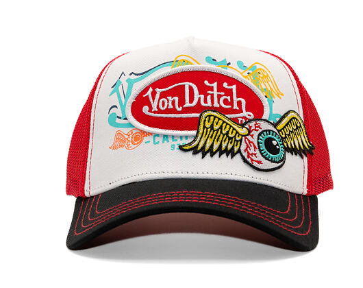 Kšiltovka Von Dutch - Trucker - Patches - White/Red