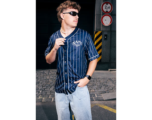 Dres Karl Kani - Kani Pinstripe Baseball Jersey - Blue