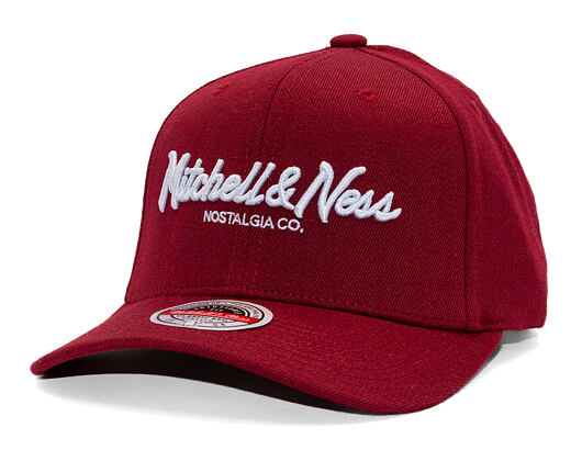 Mitchell & Ness Pinscript Redline Snapback Branded Burgundy / White Cap