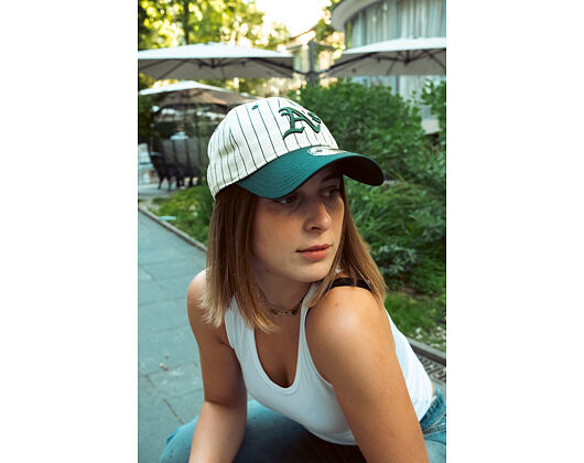 Kšiltovka New Era - MLB Pinstripe 9TWENTY - Oakland Athletics - Dark Green