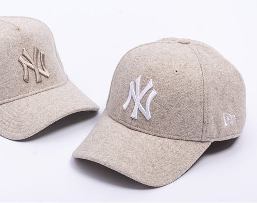 Cap New Era - MLB Melton Wool 9FORTY - NY Yankees - Stone / White