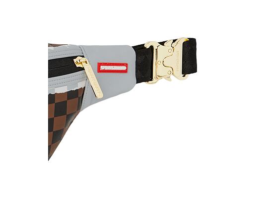 Sprayground Cream And Brown Tear Check Savvy Crossbody