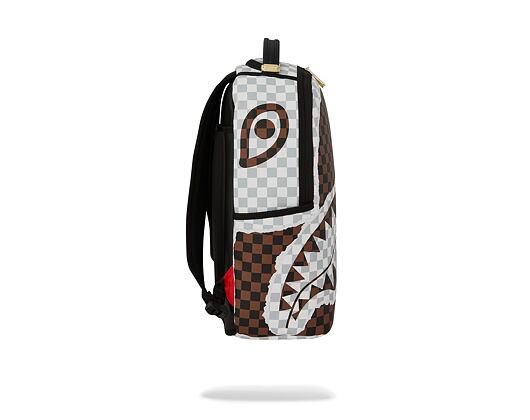 Sprayground Cream And Brown Tear Check Backpack