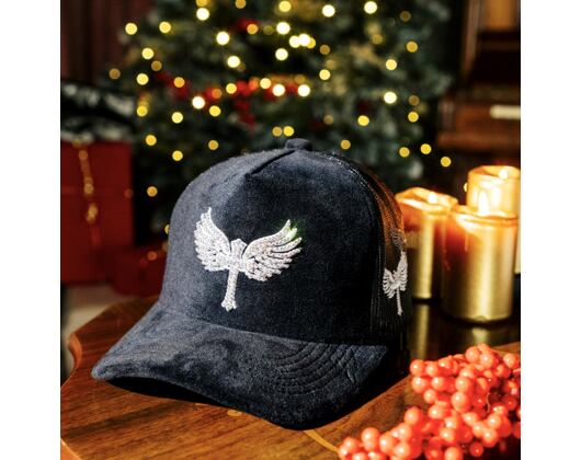 Kšiltovka Reflection Luxury Velvet Rhinostones Black / White