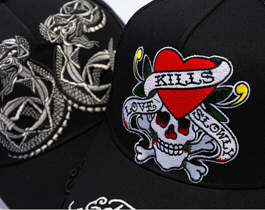 Cap Ed Hardy - Love-Slowly Twill Front Mesh Trucker - Black