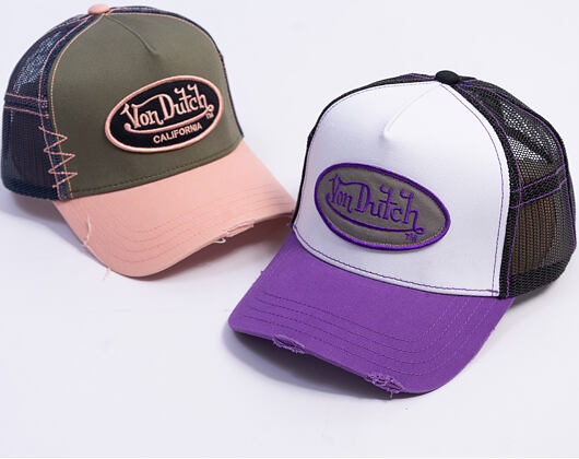 Cap Von Dutch - Trucker - Classic Logo White/Distressed Purple Denim