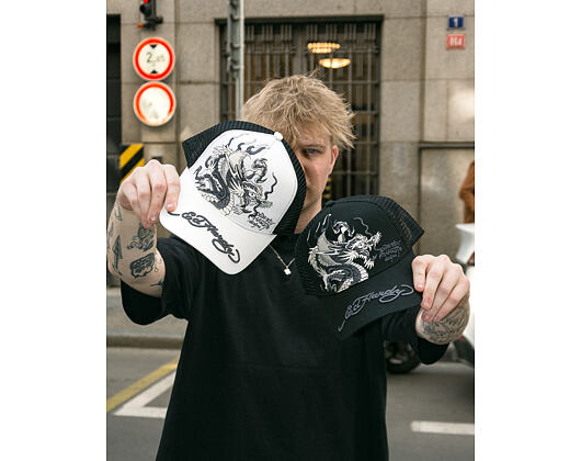 Cap Ed Hardy - Mono Giant Dragon Twill Front Mesh Trucker - Black/Black