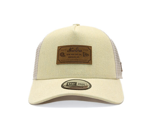 Cap New Era - Branded Denim Leather Patch 9FORTY A-Frame Trucker - Camel