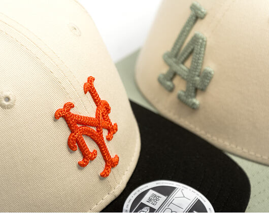 Cap New Era - MLB Side Script 9FORTY M-CROWN - NY Mets - Cream / Black