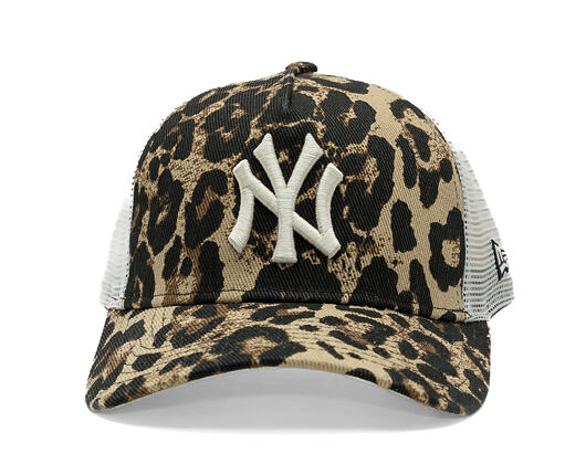 Womens Cap New Era - MLB Summer Leopard 9FORTY M-CROWN A-Frame Trucker - NY Yankees - Brown