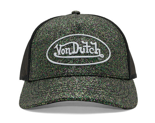Cap Von Dutch - Glitter Oval Logo Trucker - Green Glitter / Black
