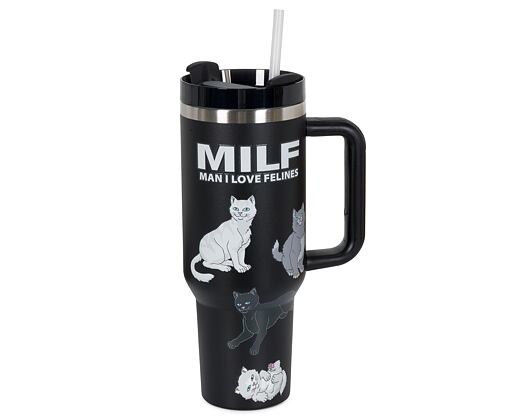 Bottle Rip N Dip - Man I Love Felines Big Ol Cup Tumbler Black