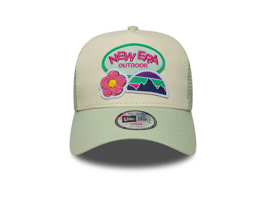 Kids Cap New Era - Branded Outdoor 9FORTY A-Frame Trucker - Cream / Soft Grass