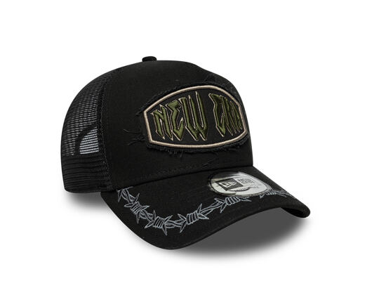 Cap New Era - Branded Distressed Patch 9FORTY A-Frame Trucker - Black