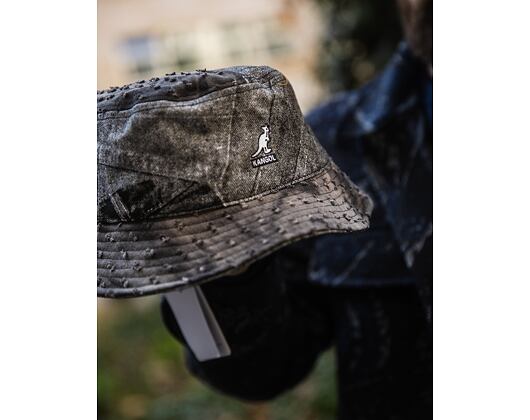 Bucket Hat Kangol - Denim Mashup Bucket - Black Trompe L'Oeil