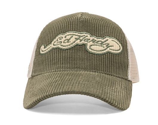 Cap Ed Hardy - Embroidery Applique Cord 5 Panel Trucker Cap - Sage