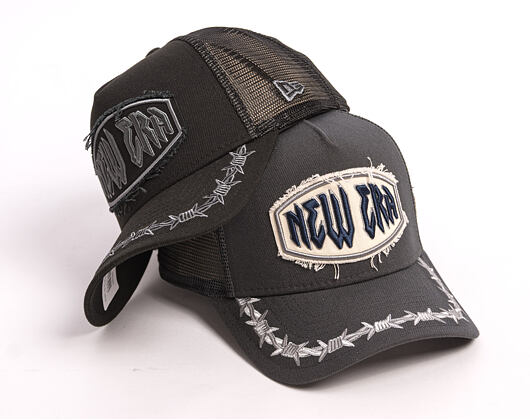 Cap New Era - Branded Distressed Patch 9FORTY A-Frame Trucker - Black