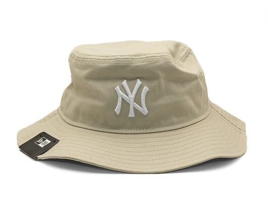 Womens Bucket Hat New Era MLB Womens Adventure Bucket New York Yankees - Stone / White