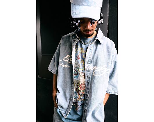 Shirt Ed Hardy - Mens Eagle And Stars Relaxed Denim Shirt - Bleach