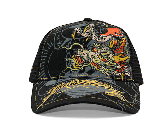 Cap Ed Hardy - Unisex Crawling Dragon 5 Panel Trucker Cap - Black