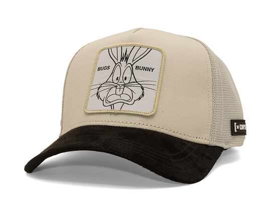 Cap Capslab - Looney Tunes Trucker - Bugs Bunny Line Art Suede Visor - Off White / Black