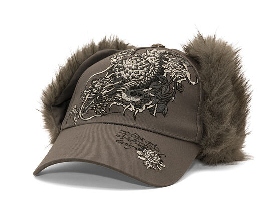 Cap Ed Hardy - Crawling Dragon Trapper - Grey